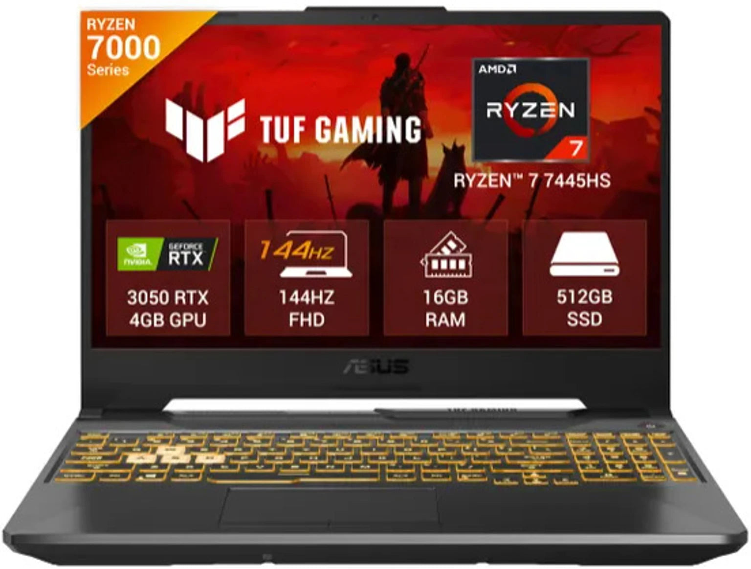 ASUS TUF Gaming A15 – AMD Ryzen 7 7445HS | 16GB RAM | 512GB SSD | RTX 3050 4GB (75W TGP) | 15.6” FHD 144Hz | Windows 10/11